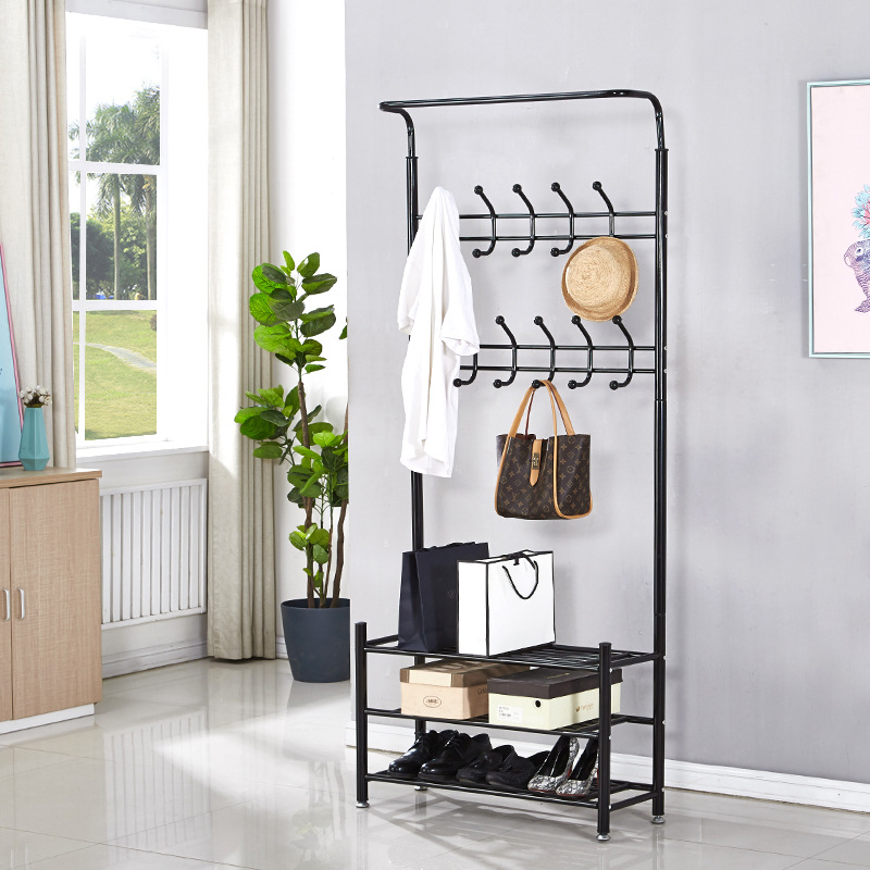 Simple Coat Rack Shoe Rack Integrated Combination Household Living Room Hanging Bag Clothes Rack Floor Storage Rack Hangers for Hall