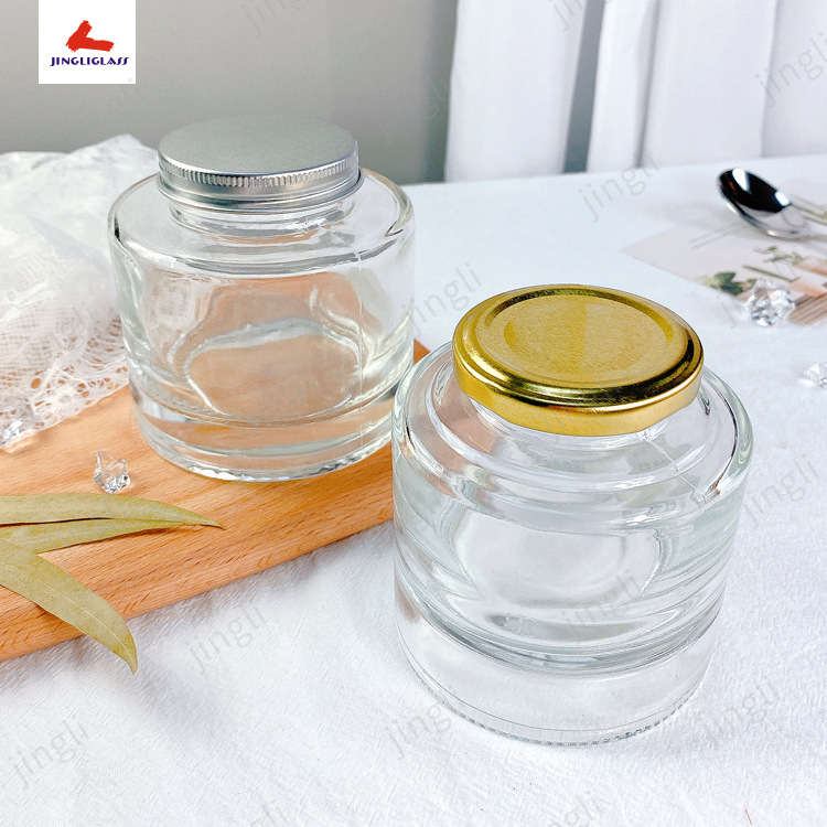 供应高品质蜂蜜罐，燕窝瓶，250ML晶质料玻璃罐，配套马口铁盖等