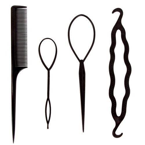 Japanese and Korean 4-piece set of hair twisters, hairdressing tools, hair pins, comb set, ball head, flower buds, hair accessories