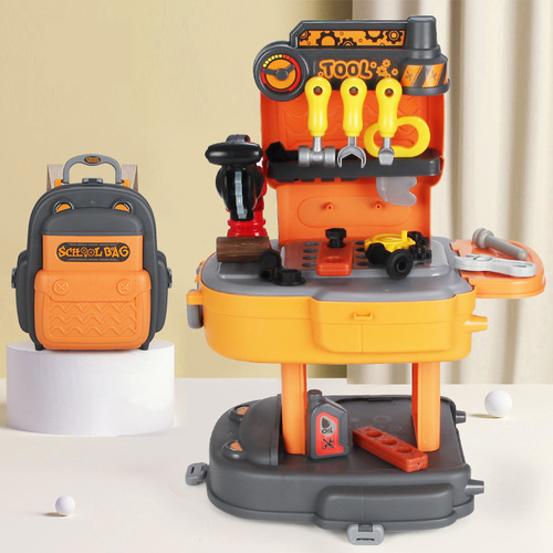 Cross-border children's simulation kitchen tableware cosmetics tools supermarket play house backpack pet doctor school bag toys