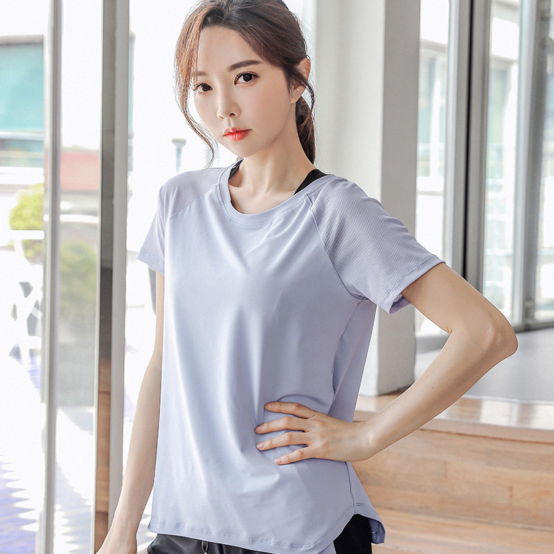 Quick-Drying, Loose and Breathable Yoga Wear Short-Sleeved T-Shirt, Ice-Feel Sports Running Fitness Anti-Sunburn Top Blouse for Women, Comfortable