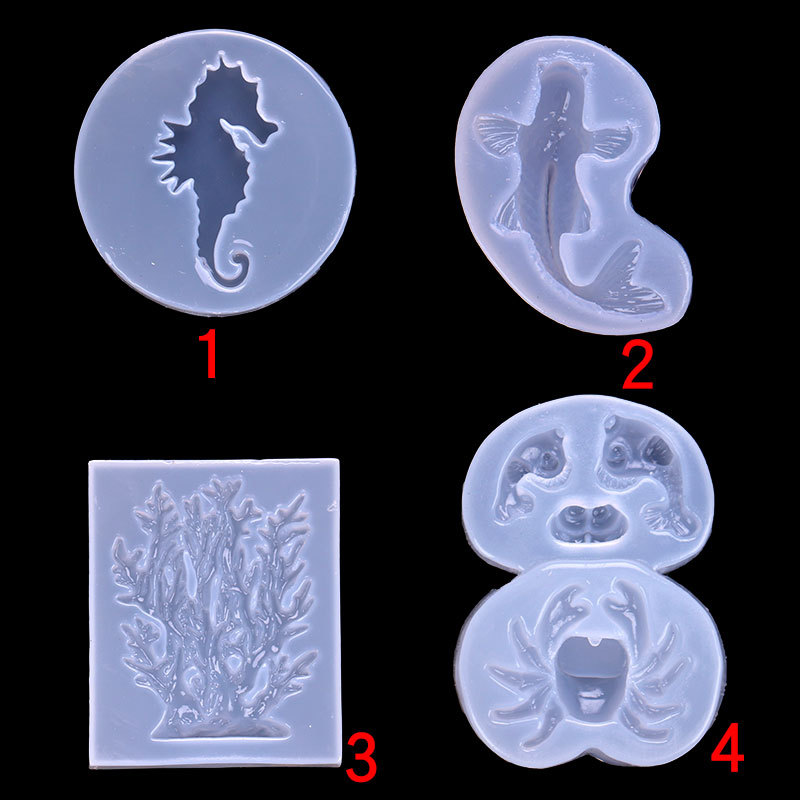 DIY epoxi espejo caballito de mar coral océano estilo molde silicona cristal epoxi material hecho a mano colgante Decoración