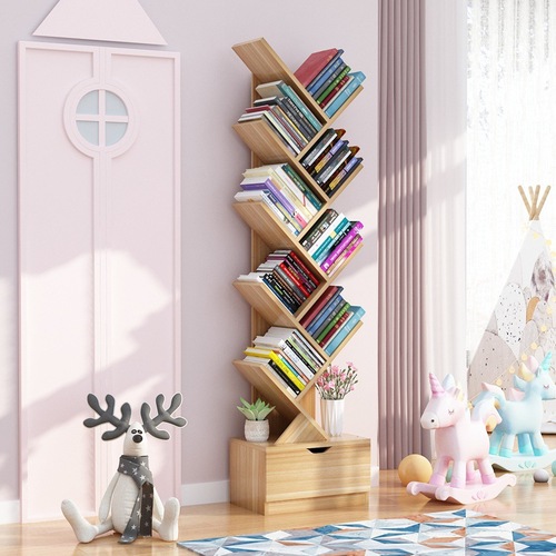 Floor-standing bookshelf household simple small bookcase simple economical student tree-shaped shelf living room