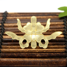 铸铜diy饰品古风发簪配件 保色金莲花挂坠璎珞吊坠 发冠发簪材料