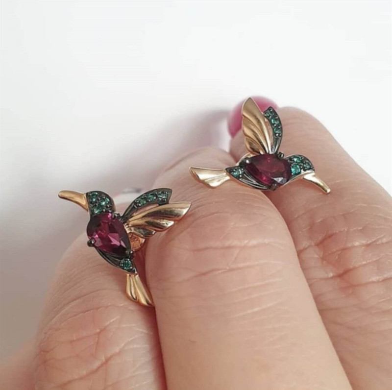 Cruz-frontera deseo caliente venta joyería roja mixta zirconio alas pájaro pendientes línea de oreja nueva llegada fábrica venta directa al por mayor image 3