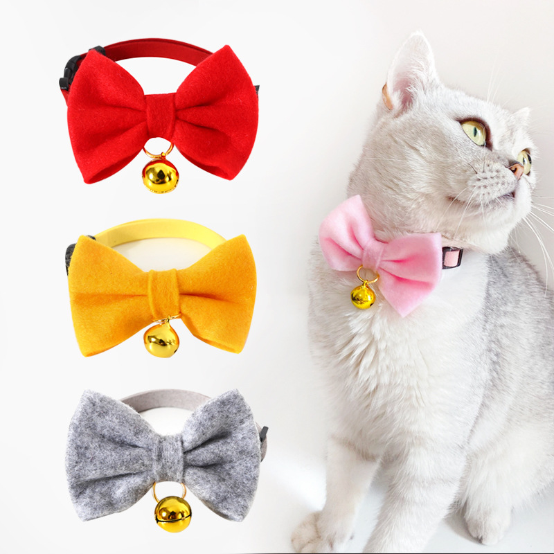 Amazon mascota campana hecha a mano ajustable gatito perro conejo collar arco corbata accesorios collar gatito