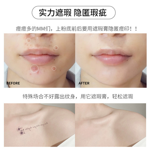 Han Ru Concealer Covers Facial Spots and Acne Marks, Acne Concealer Palette and Repair Cream Covers Dark Circles and Tear Trough Tattoos