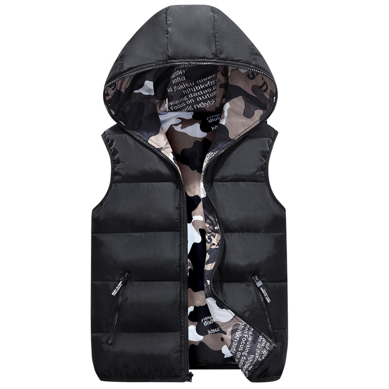 Ropa de mujer Ropa para padres e hijos Chaleco cálido para niños y niñas, chaleco con capucha de terciopelo y chaqueta de camuflaje de doble cara_voghion.com