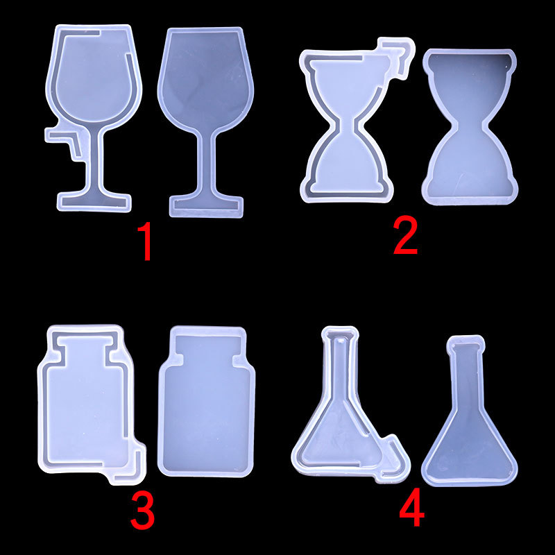 Espejo cristal epoxi arena movediza inyección de agua molde de silicona reloj de arena vino reactivo botella de perfume molde de silicona en stock