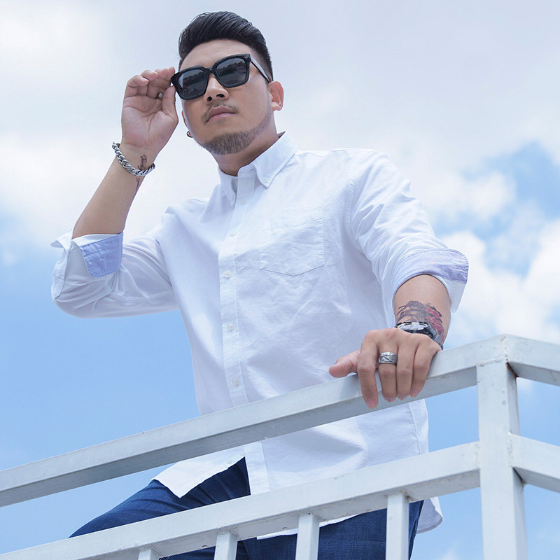 First Wolf Spring and Autumn New plus size Men's Long-sleeved Shirt Oxford Textile Professional Loose Casual Fat Men's Fashionable Fat Shirt First Wolf Spring and Autumn New plus size Men's Long-sleeved Shirt Oxford Textile Professional Loose Casual Fat Men's Fashionable Fat Shirt