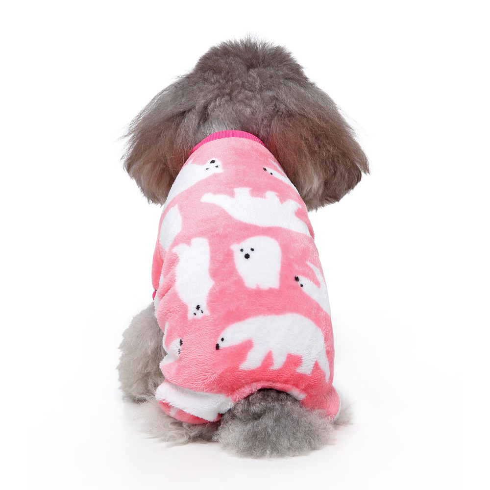 Suministros para mascotas transfronterizos ropa para mascotas leopardo estampado Polka Dot homewear para perros pequeños y medianos invierno felpa casual pijamas para perros