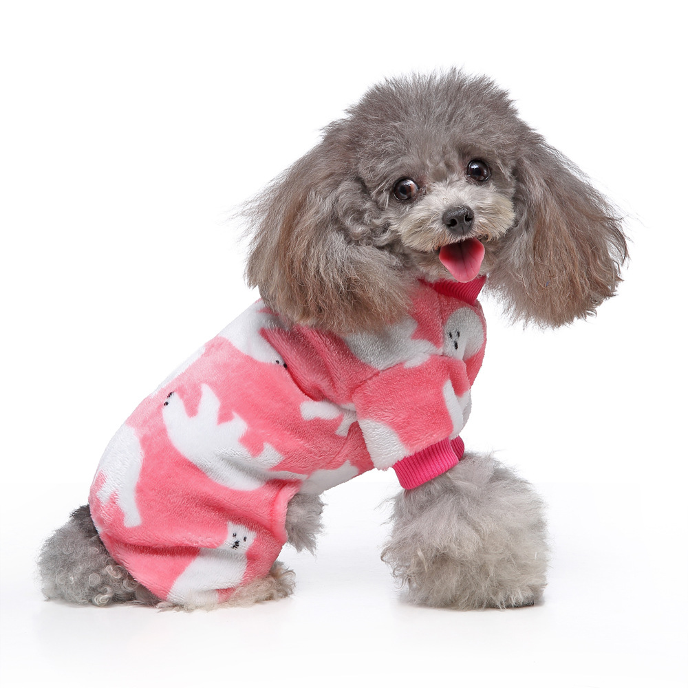 Suministros para mascotas transfronterizos ropa para mascotas leopardo estampado Polka Dot homewear para perros pequeños y medianos invierno felpa casual pijamas para perros