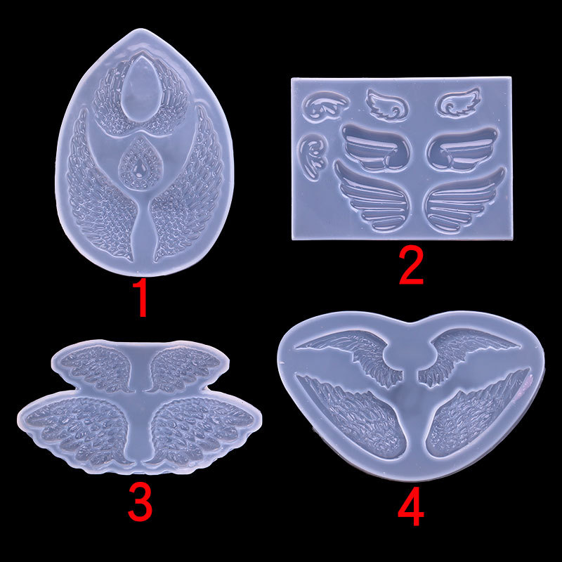 DIY cristal epoxi ala espejo molde accesorios hechos a mano Ángel pluma ala colgante accesorios molde de silicona