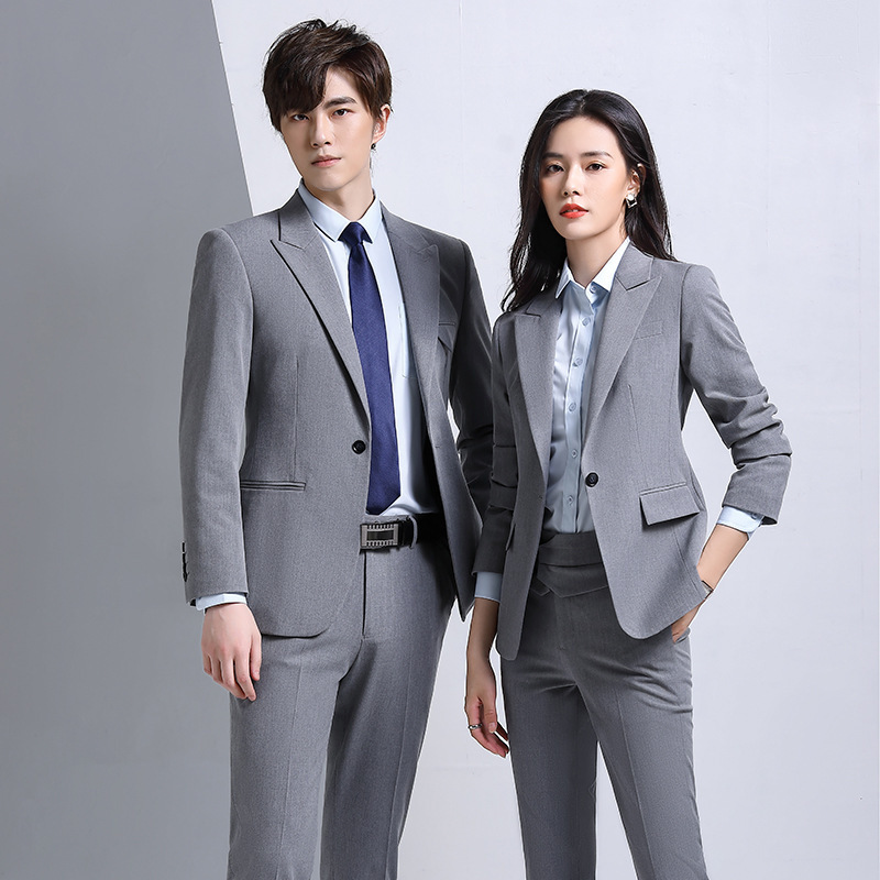Business Attire, Wedding, Annual Meeting, Fashionable Suit, Performance Suit, Women's and Men's Host Suit, Elegant Gray Business Attire, Wedding, Annual Meeting, Fashionable Suit, Performance Suit, Women's and Men's Host Suit, Elegant Gray
