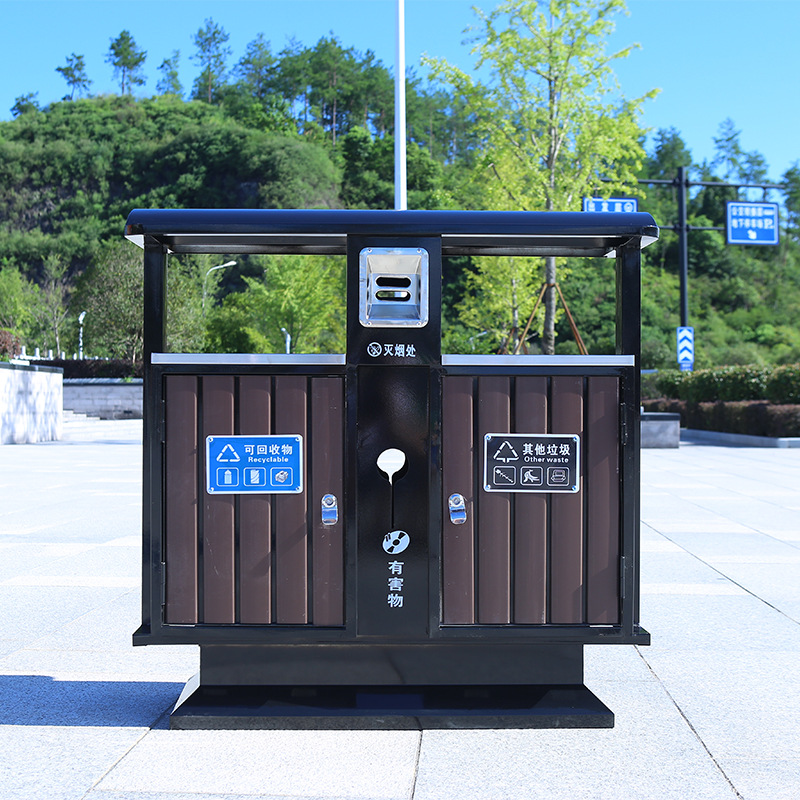 环保分类垃圾桶学校家用办公室新农村垃圾箱干湿分离双桶可回收