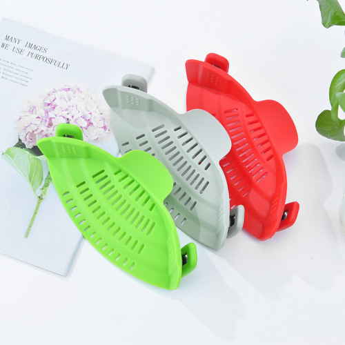 Kitchen silicone pot edge drain baffle wide mouth fruit and vegetable noodle filter baffle anti-leakage slag drainer