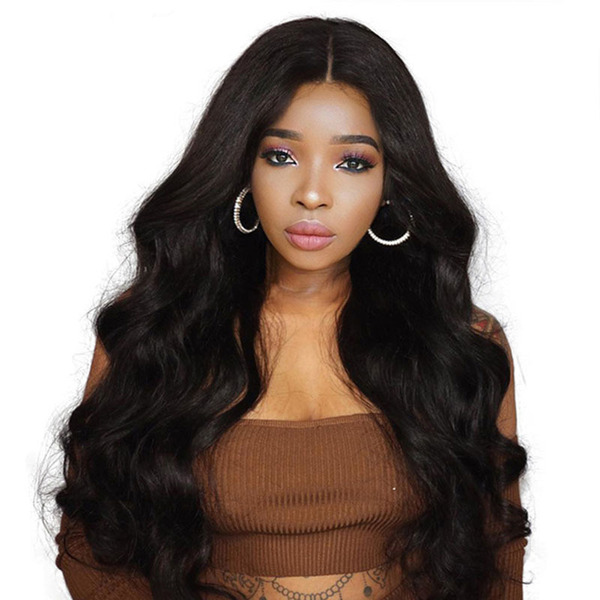 curly black wavy wig with hair parting