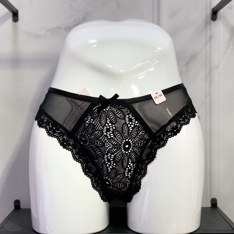 Rososa Sexy Lace Panties Women's Low Waist Lace Bow Waist Triangle Women's Hip Lifting Sexy Thong