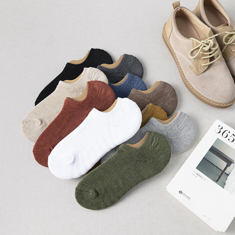 Thick Invisible Socks for Women, Solid Color Towel Socks, College Style Women's Boat Socks, Autumn and Winter Warm Wholesale Terry Socks, Versatile