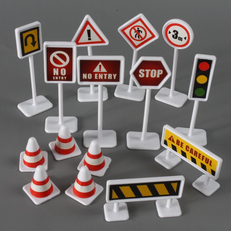 15-piece road sign toy model early education city traffic barrier sign signal lamp simulation scene toy accessories