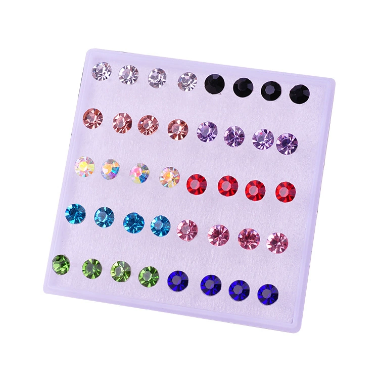 (Cross-border trading), plastic accessory, transparent earrings with zircon, set