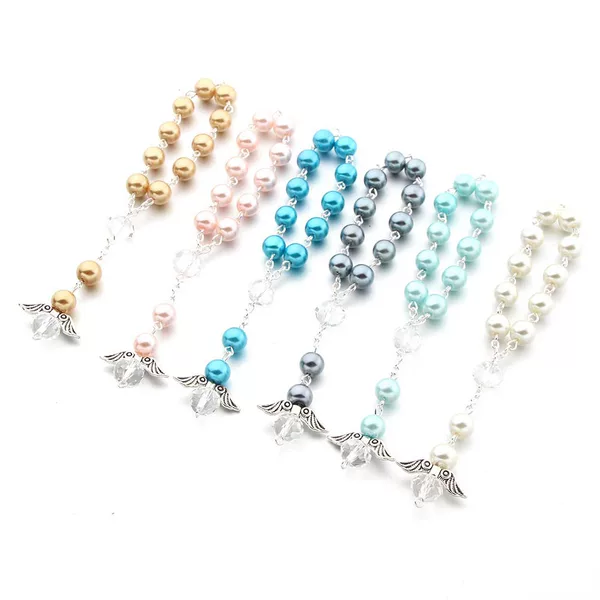 Etsy Best-Selling Angel Accessories Gift Acrylic Rose Bead Bracelet Heart Angel Wing Bracelet