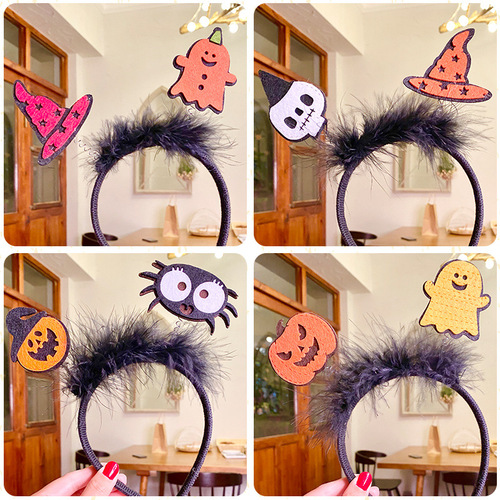 Cross-border hot sale Halloween hair hoops masquerade party performance props pumpkin headdress ghost festival