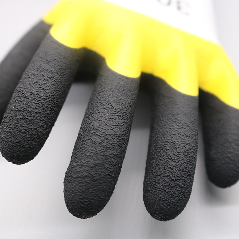 Fábrica al por mayor de látex transpirable de doble capa de inmersión de Palma reforzada guantes de trabajo resistentes al desgaste para el sitio de construcción al por mayor