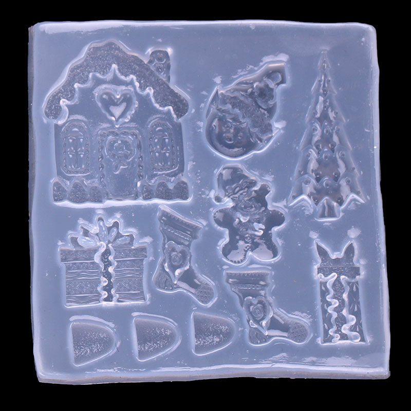 Espejo de Navidad epoxi molde color bola ciervos biscuit cake decoración cerámica suave arcilla joyería hecha a mano DIY producción