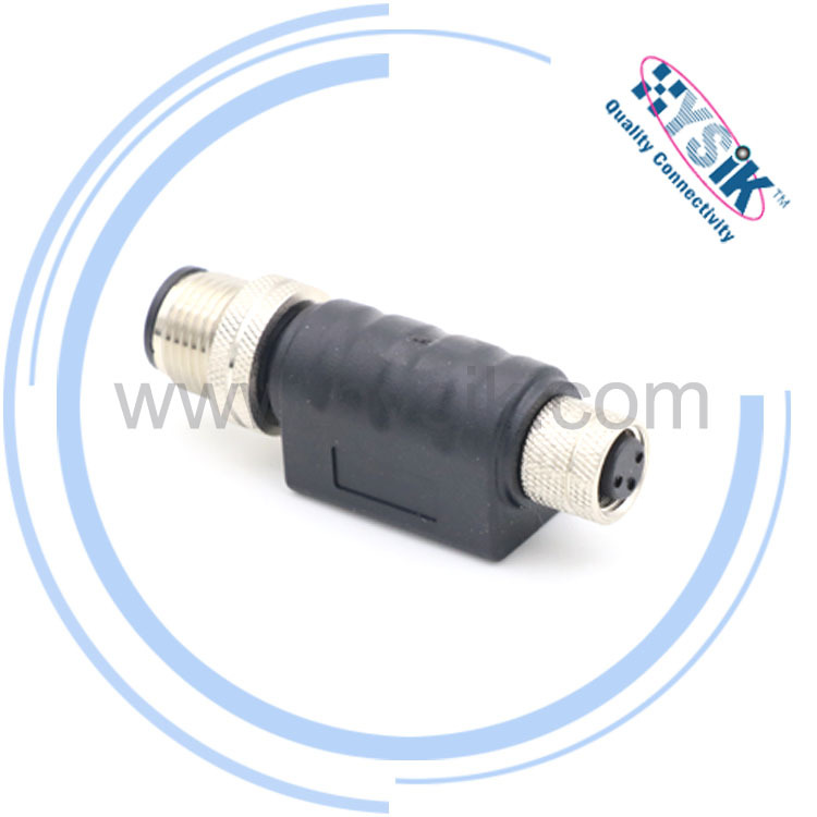 M12防水转接头 3芯4芯5芯 M8转M12预铸成型航空插头