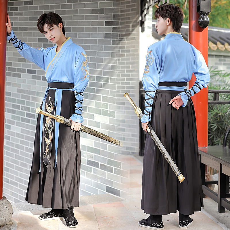 Traditional Hanfu Men's Clothing Students Antique Fairy Style Elegant Male Scholar Chivalrous Chinese Style Daily Genuine Performance Clothing