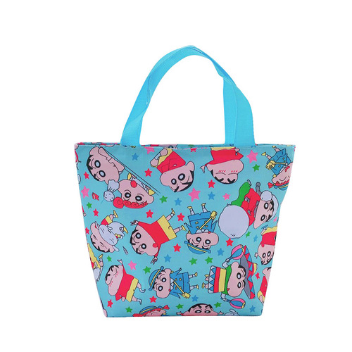 Simple and cute cartoon waterproof plaid cloth portable lunch box bag Bread Shin-chan Snoopy storage bag lunch bag