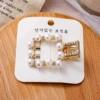 3#square pearl hair clip