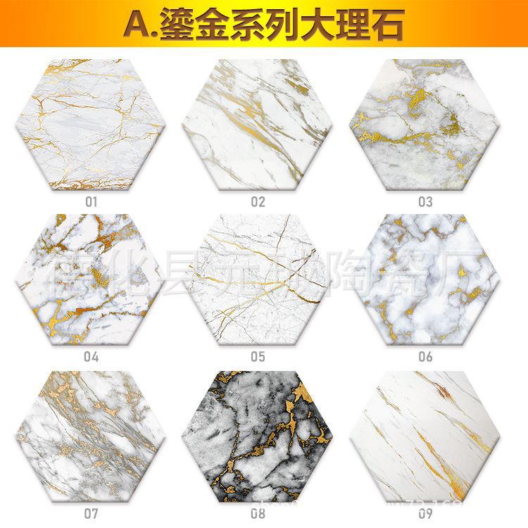 Marbling hexagonal de cerámica posavasos creativo de cerámica absorbente de suministro directo de fábrica con estera de corcho bandeja de té