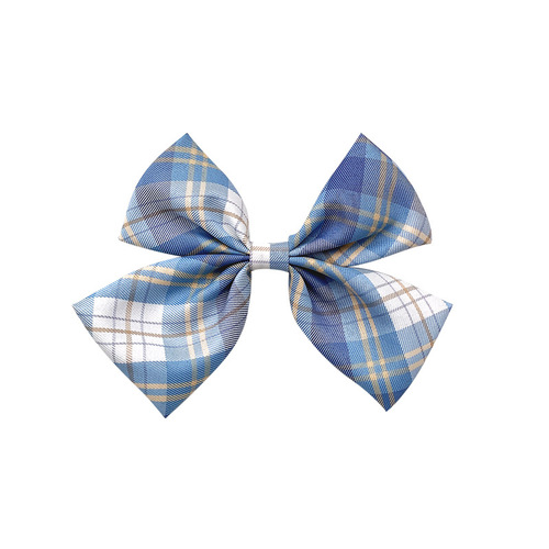 Korean super large bow hairpin~Female internet celebrity sweet hairpin JK plaid fabric simple mermaid pearl top clip