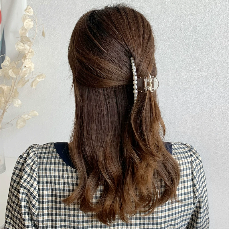Зажим для волос Hairgrip краб с жемчужными акцентами, элегантный корейский стиль, различная форма
