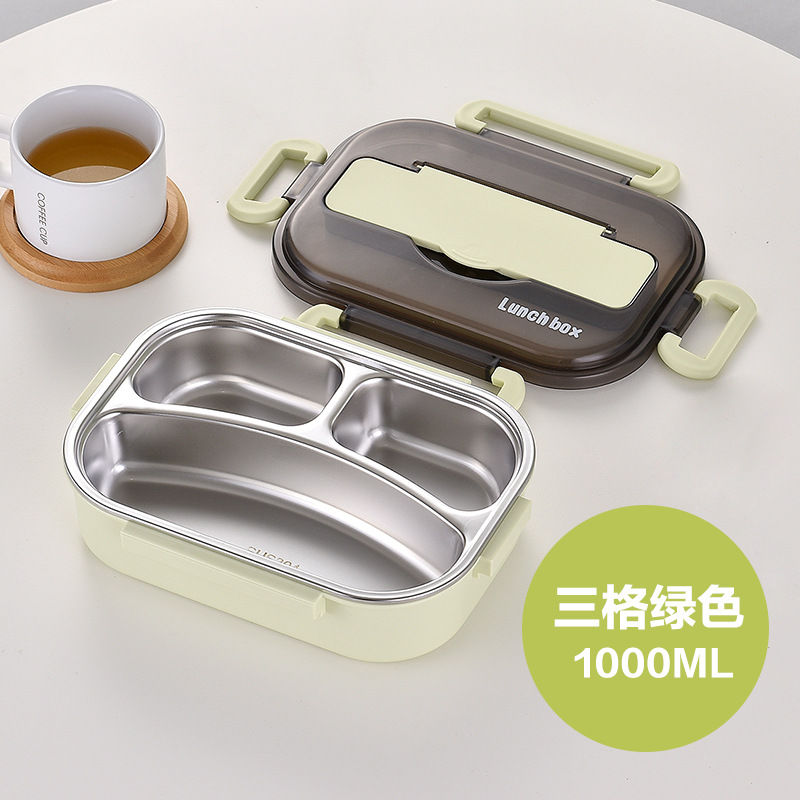 Caja de almuerzo rápida de acero inoxidable 304, doble capa, sellada, portátil