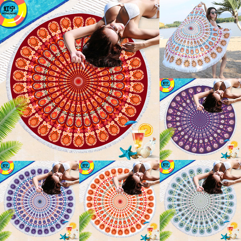 Cross-border hot sale printed beach towel custom microfiber Mandala oversized round creative bath towel swimming bath towel Cross-border hot sale printed beach towel custom microfiber Mandala oversized round creative bath towel swimming bath towel