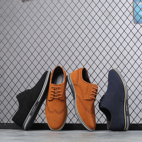 New men's brogue trendy men's shoes casual shoes large size frosted low-top shoes suede British men's shoes