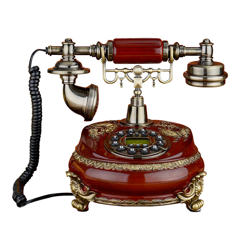 新款外贸跨境复古树脂仿木电话机 欧式老式创意仿古电话机座机