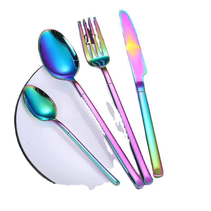 Amazon 304 vajilla de acero inoxidable de cuatro piezas traje de comida occidental caja de regalo transfronterizo cuchillo de carne, tenedor y cuchara regalo de boda