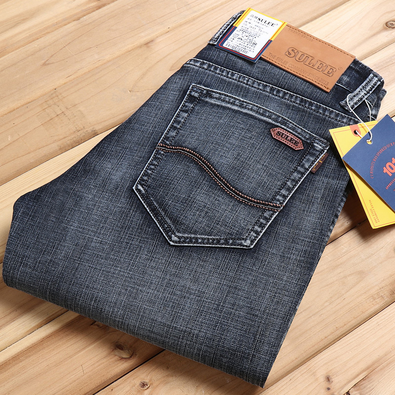 Su Lee Dropshipping Autumn and Winter Jeans Men's Straight Loose High Quality Korean Style Slim Stretch Mid-High Waist Wholesale