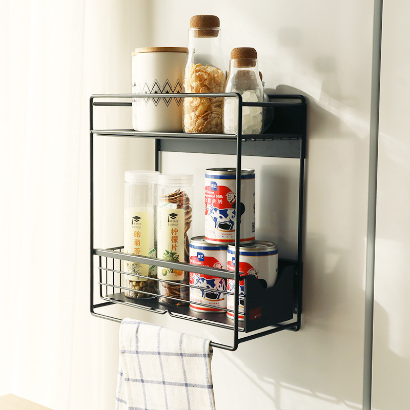 冷蔵庫棚サイド収納壁掛けサンドイッチサイド棚多層キッチン用品家庭用スパイスラック