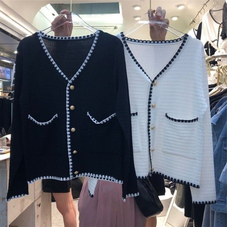 Autumn Thin Tops Women's 2024 Small Fragrance Style High Waist Slim Short Single Breasted Ice Silk Knitted Cardigan Top Trendy Autumn Thin Tops Women's 2024 Small Fragrance Style High Waist Slim Short Single Breasted Ice Silk Knitted Cardigan Top Trendy