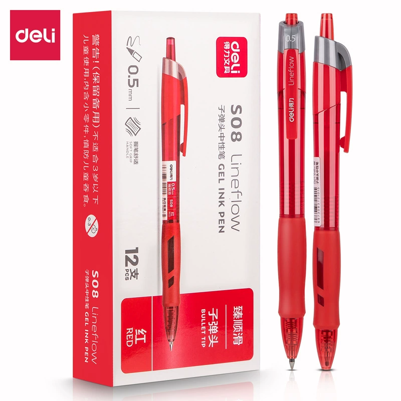 Smooth rollerball pen, bullet, red rollerball round beads, 0.5mm