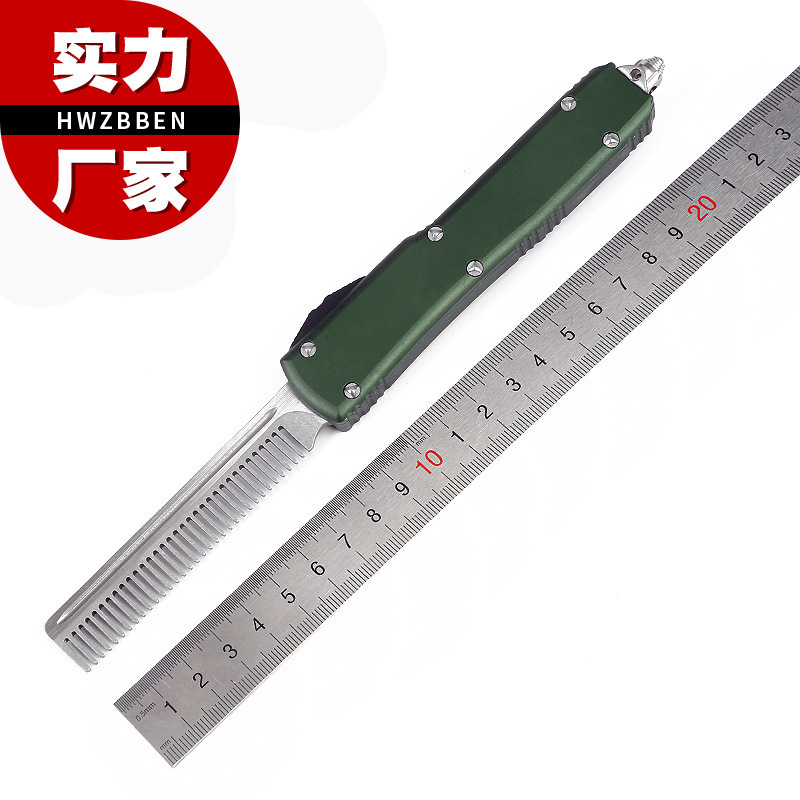 In-Stock Folding Comb Micro-Technology Bounty Hunter Stainless Steel Aviation Aluminum Handle Straight Retractable Comb Glass Striker