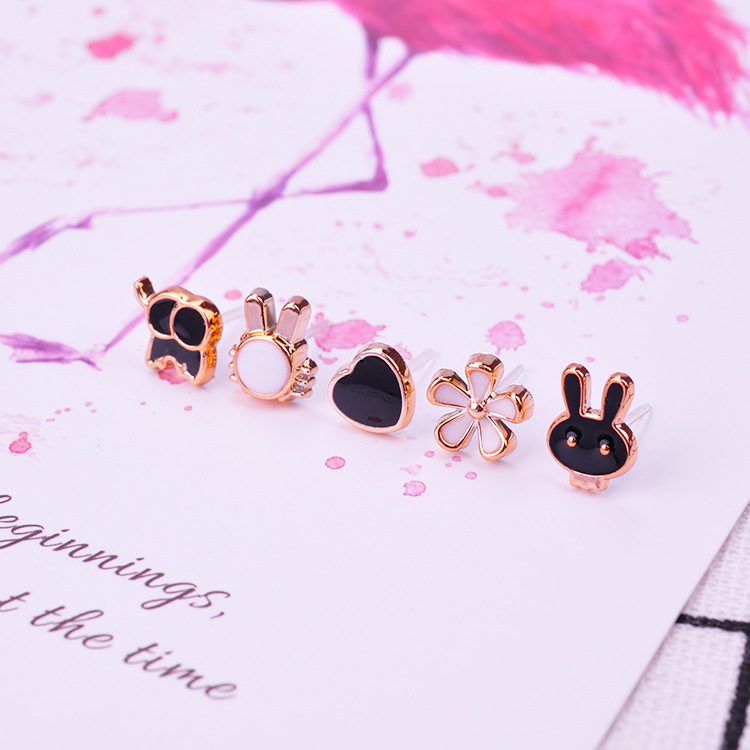 Juego de Aretes de Resina y Plástico Esmaltado
