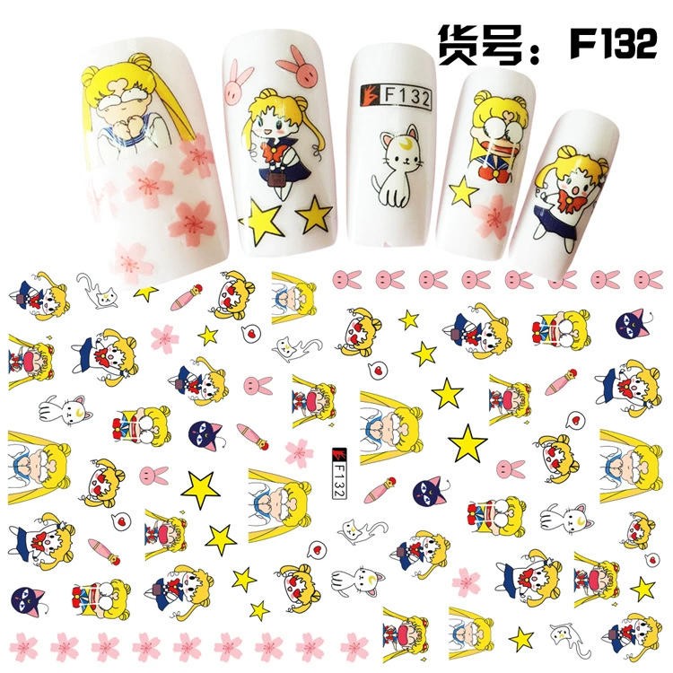 Выбранные Детские аниме-серии, милые Мультяшные детские наклейки для ногтей, популярные японские и корейские ультратонкие наклейки для ногтей