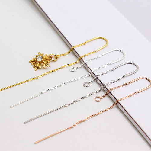 S925 sterling silver U-shaped ear wire DIY handmade semi-finished earrings accessories cross chain earrings chain-shaped ear wire
