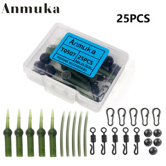 25pcs 歐式鯉魚釣組配件 尾尖管黑色 鯉魚轉環 別針 軟管